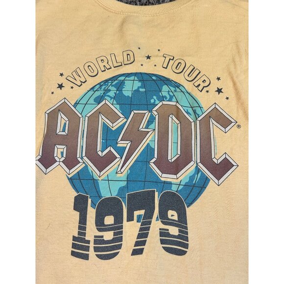 ACDC 1979 Womens LARGE Crewneck Yellow Sweatshirt - Picture 2 of 5